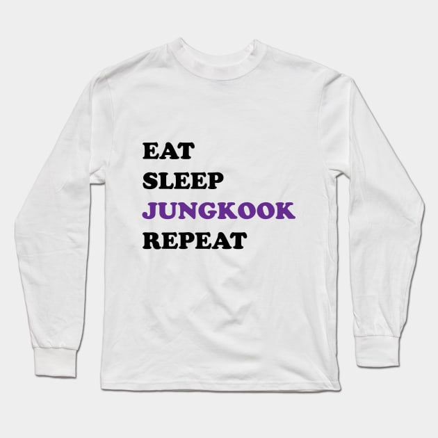 Eat sleep Jungkook repeat typography Long Sleeve T-Shirt by Oricca